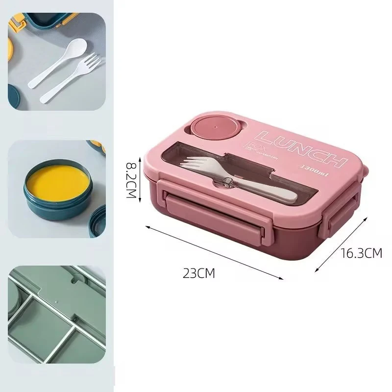 Bugucat Contenitore per il pranzo per bambini con scomparti, 1300 ml, a