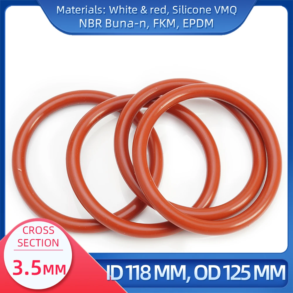 

O Ring CS 3.5 mm ID 118 mm OD 125 mm Material With Silicone VMQ NBR FKM EPDM ORing Seal Gaske
