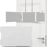 LED Lights 3 Way Mirror for Self Hair CuttingRechargeable 360° Mirror with Self Haircut Mirror with Height Adjustable Hooks,