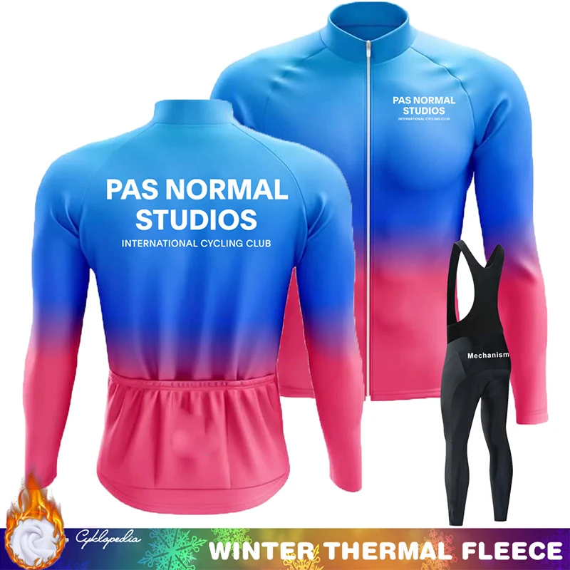 

Winter Fleece Cycling Jersey Men Set Man Maillot Bib PNS Men's Clothing Long Sleeve Thermal Pants Mtb Outfit Tricuta Uniform Gel