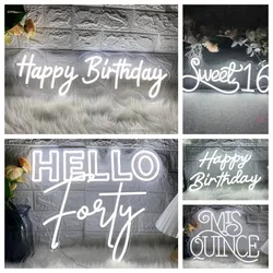 Happy Birthdays Neon Led Sign Sweet 16 Number Birthdays Neon Lights USB Home Room Party Decoration Mis Quince Neon Lights Signs