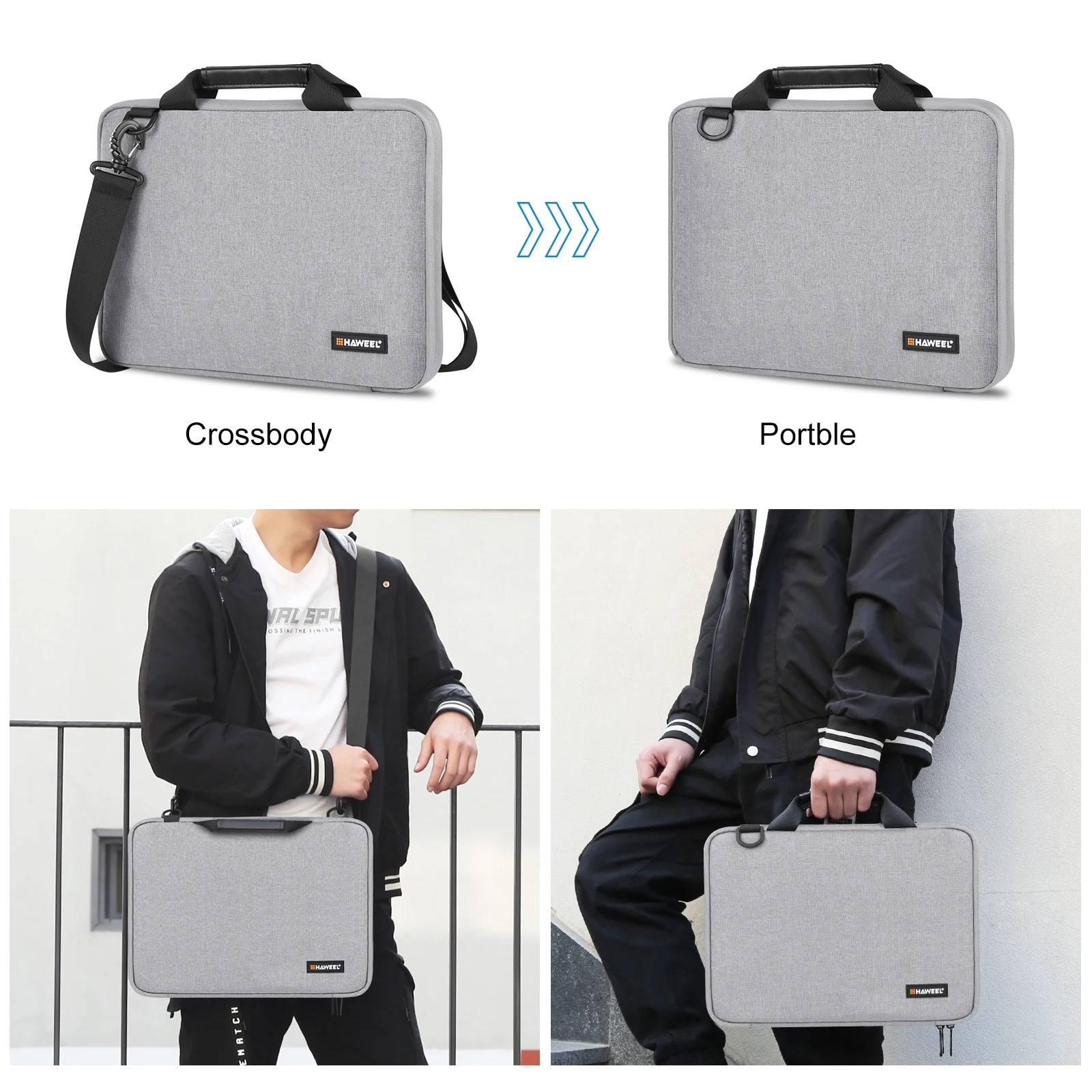 Haweel-impermeável Crossbody Laptop Bolsa Pasta Notebook Case Manga para Macbooklenovo Asushp Bolsa de Computador 1316 - Imagem 5