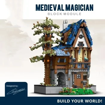 중세풍 매직 하우스 빌딩 블록, MOC 시티 스트리트 뷰 벽돌 세트, 가벼운 성인 데스크탑 장식품, 어린이 장난감 선물, 2095 개 상품 이미지
