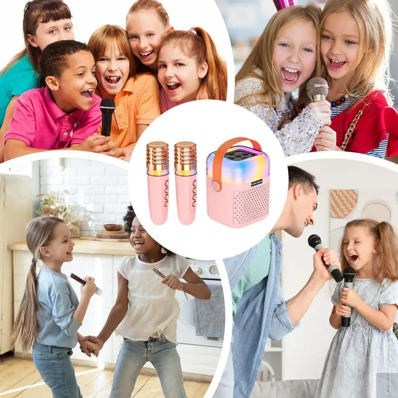 Kids Karaoke Machine For Girls Small Karaoke Machine Toy Portable Outdoor Speaker Singing System With 2 Wireless