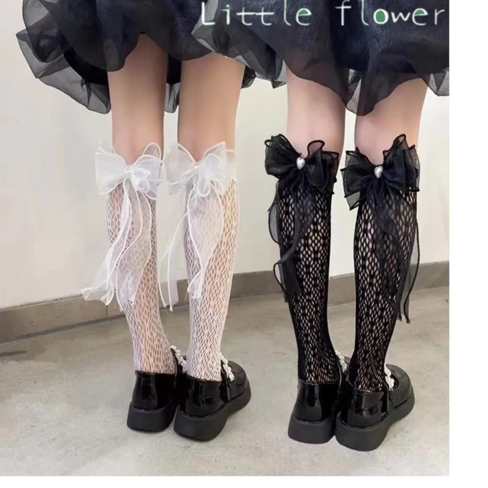 Girls Socks Hollow Out Thin Section Three Yarn Knot Love Princess Baby Socks Lolita Stockings girls socks