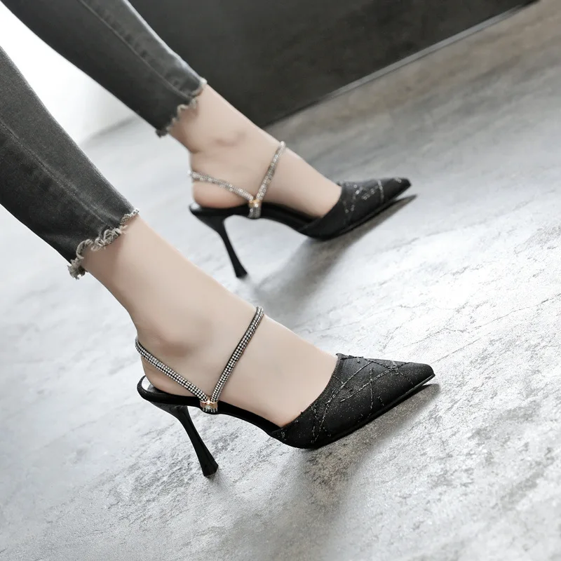 

30-43 Summer New Stiletto Heel Mules Shoes Small Size 313233 Strap High Heel Sandals Heels Women Point Toe
