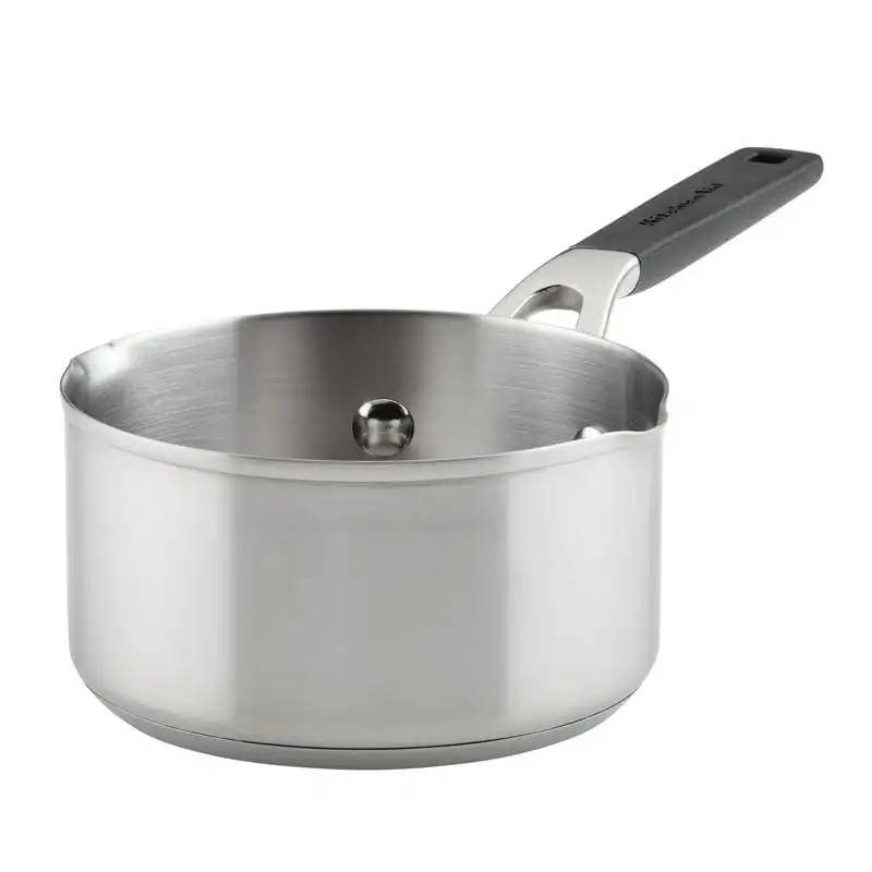 

Steel Induction Saucepan with Pour Spouts, 1 Quart, Brushed Stainless Steel