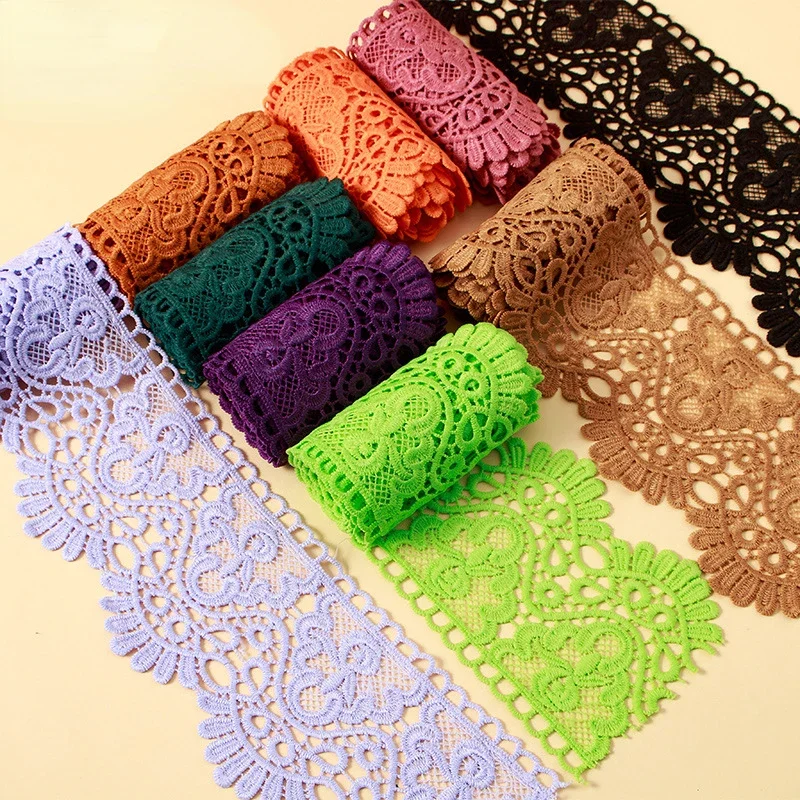 Lace Ribbon Lace Fabric Lace Sewing Supplies Lace Sewing Accessories Lace Garment Accessories Lace Accessories Lace Decoration 10cm Wide Hollow Out Floral Embroidered Lace Ribbon DIY Apparel Sewing Fabric Milk Silk Water Soluble Lace Tape