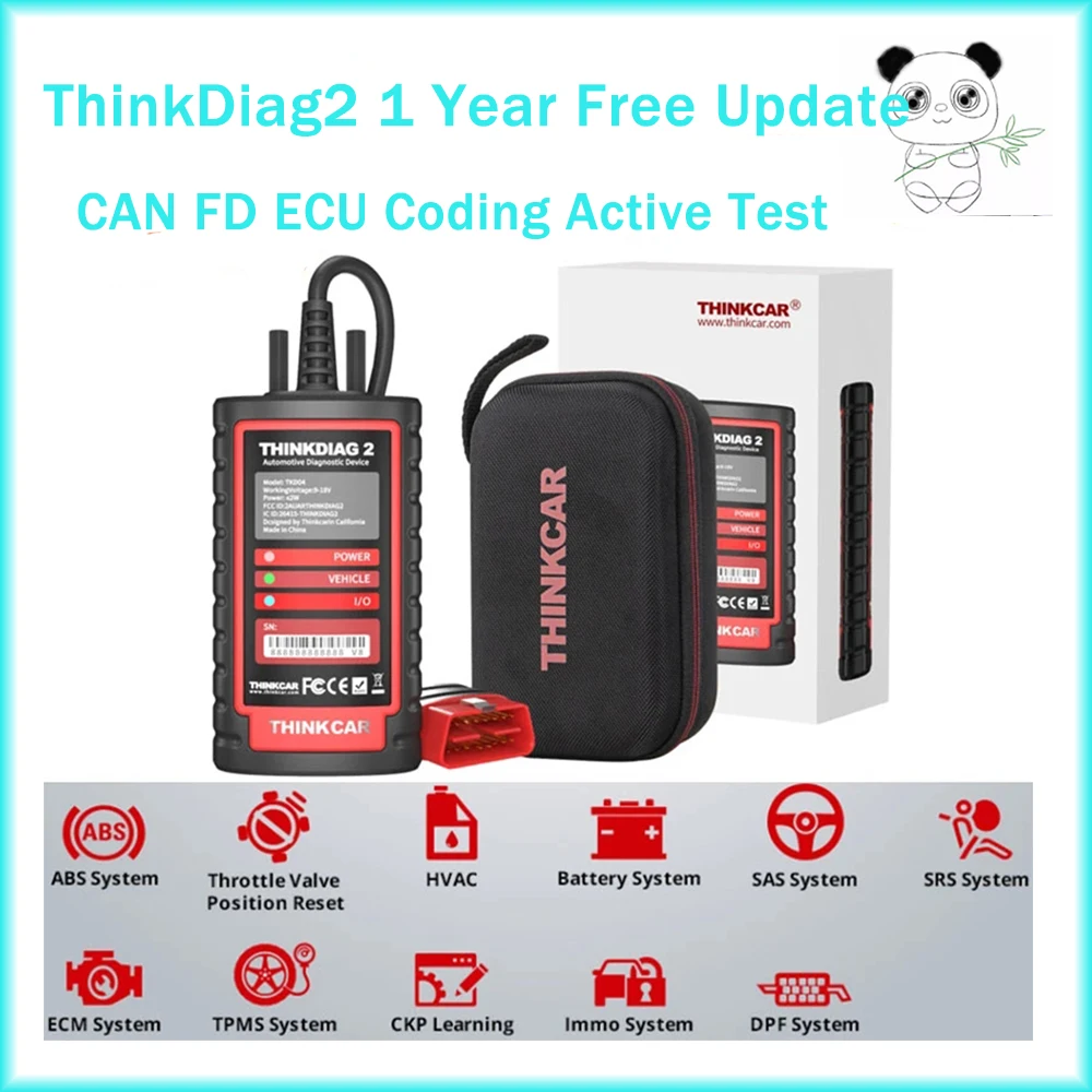 

2023 ThinkDiag 2 ALL software 1 Year Free Update Auto Diagnostic tool support CAN FD ECU Coding Active Test 16 reset Thinkdiag2