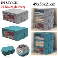 Clothing storage box organizer clothes Storage Bag Clear Window Zipper Non Woven Fabric Clothes Organizer Basket With Handles 2