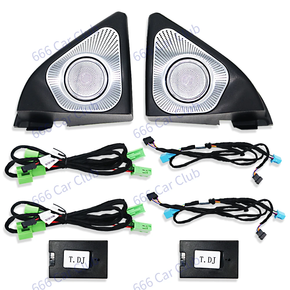 메르세데스 벤츠 W177 W247 GLB GLA A A 클래스 차량용 LED 고음 라우드 스피커 경적 장식 주변 조명, 64 색 3D 로터리 트위터