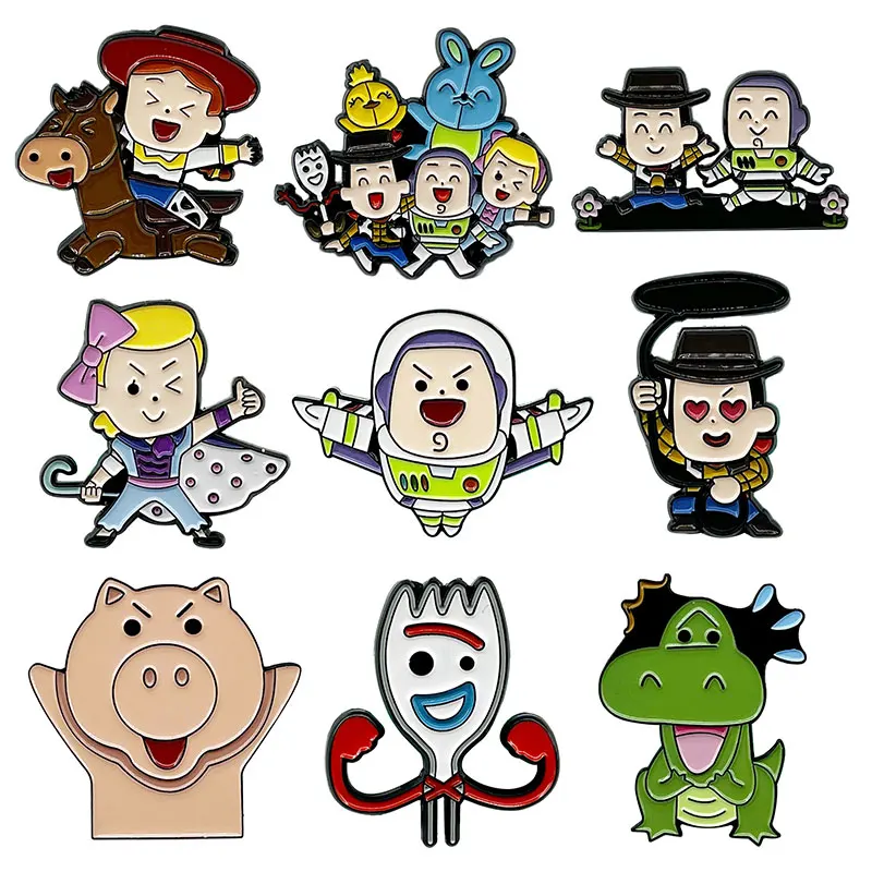 Disney Anime Toy Story Spilla Buzz Lightyear Sheriff Woody Pride Metal Badge Fashion Jewellery Pins Zaino Accessori Regali