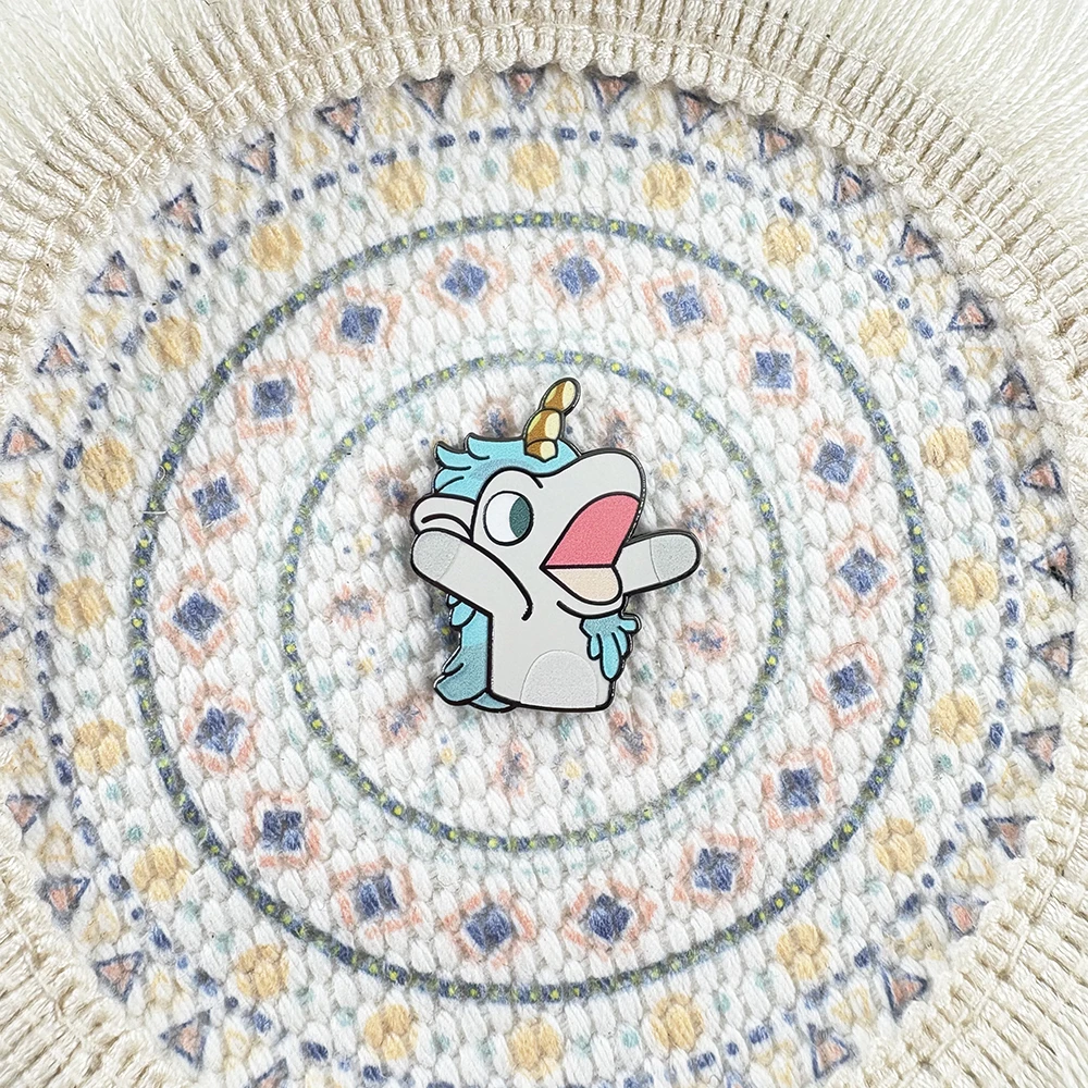 Cartoon Einhorn Handpuppe Emaille Pin Süßes oder Saures Cartoon Kinder Abzeichen Zubehör Kind Geschenk – Detail 1