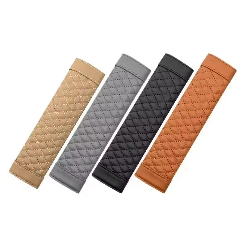 Premium Leather Seat Belt Shoulder Cover - Embroidered Wear-Resistant, Non-Slip Interior Accessory
