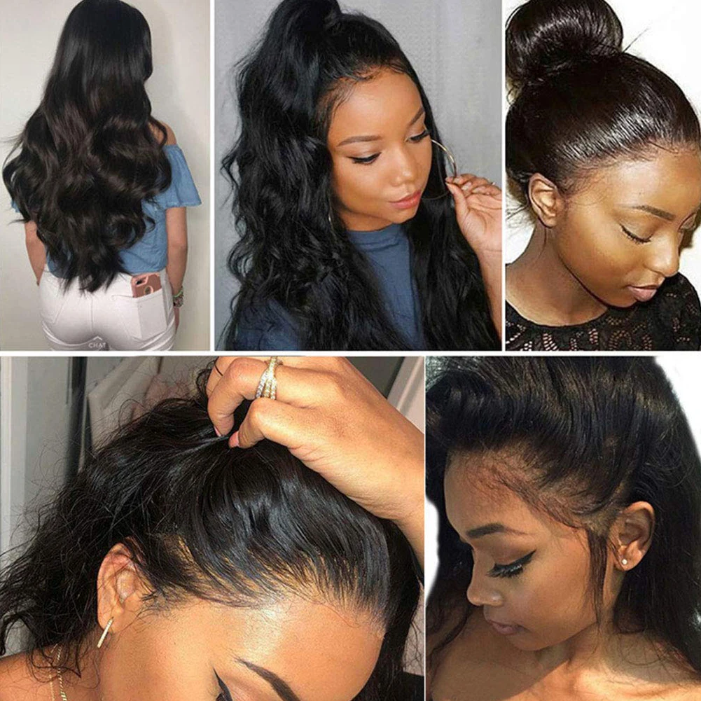 Onda do Corpo Frontal do Laço sem Cola com Linha Aimeya Cabelo Remy Brasileiro Longo 13x4 13x6 360 hd Laço Frontal Peruca Fina Natural 5 Computers & Electronics