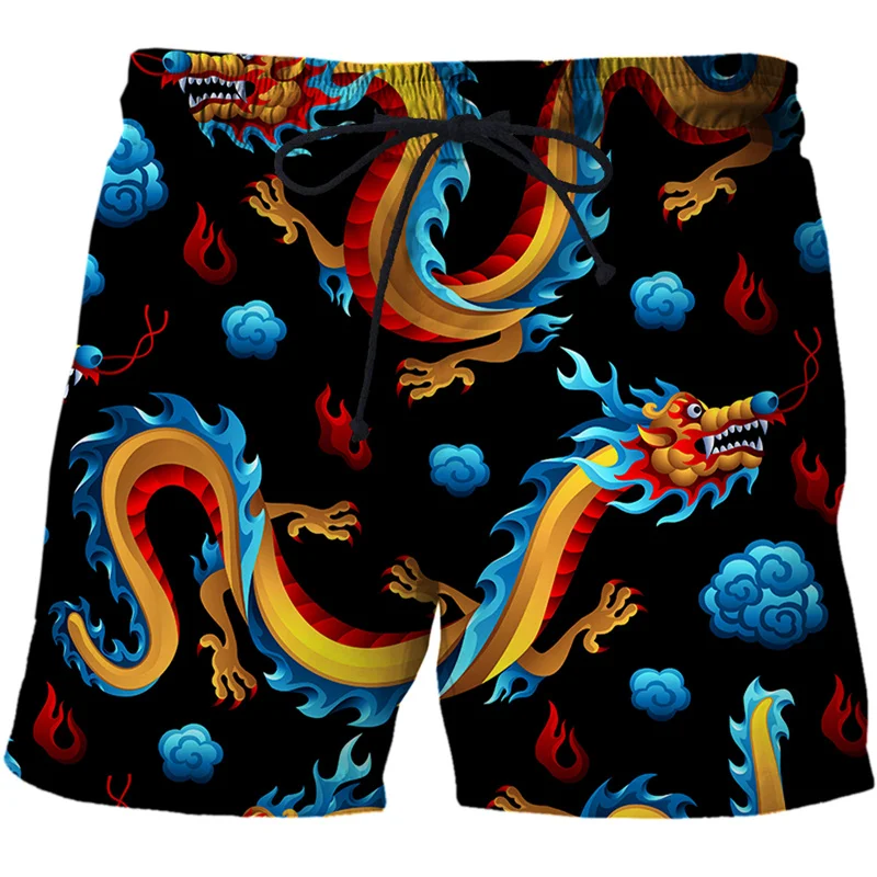 Dragon Totem Graphic Beach Shorts Pants Men y2k 3D Printing Surf Board Summer Hawaii Swimsuit Swim Trunks Cool Ice 4