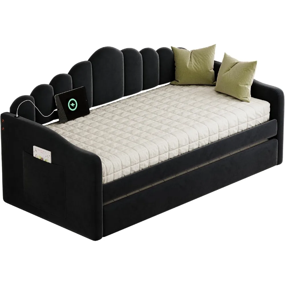 Velvet Twin Daybed with Trundle 6