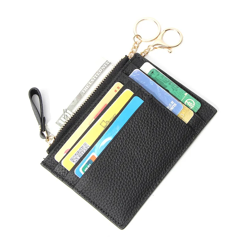Genuine Leather Coin Purse for Women with KeyChain Small Zipper Change Purse Coin Pouch Slim Card Holder Wallet Clutch for Women