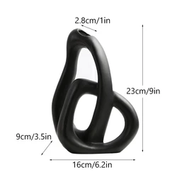 Abstract Ceramic Vase for Flower Arrangements - Home and Office Decor Accessory (Black)