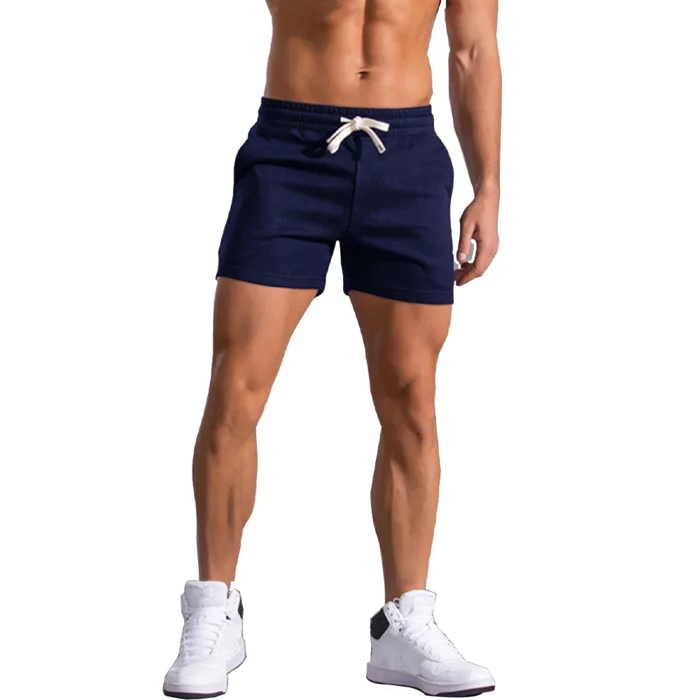 2025 Mens Gym Summer Fitness Shorts White Breathable Surffing Seaside Resort Solid Running SportswearElastic Casual Sport Shorts