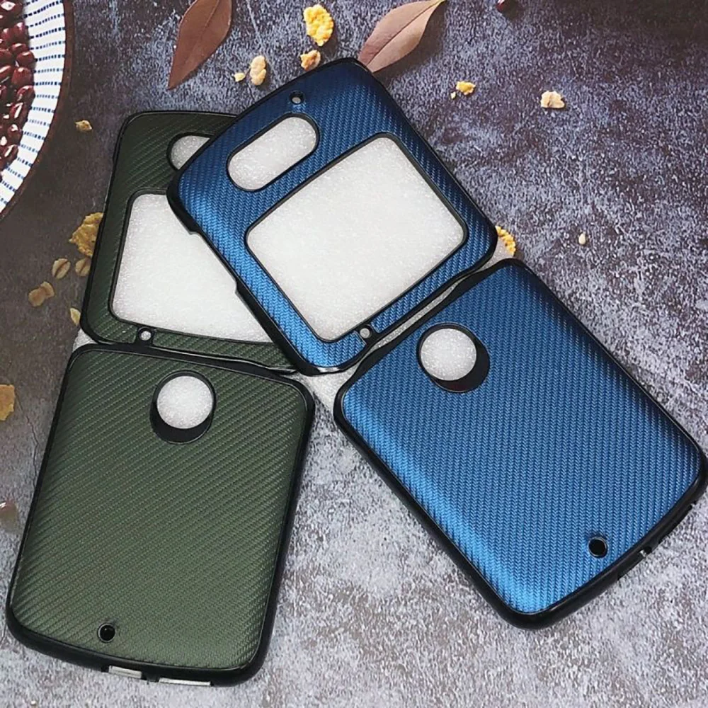 Per Moto Razr Case Cover Posteriore A Grana Brasata In Carbonio Antiurto Per Moto Ralo Razr Capas Razr 5G Funda