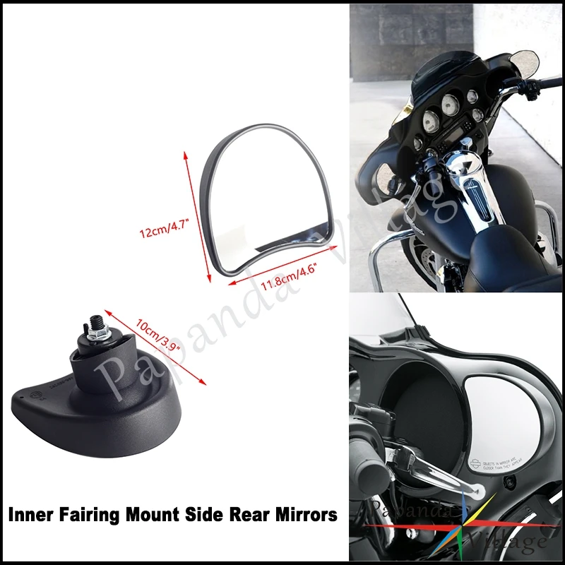 Moto Specchietti Retrovisori Neri Per Harley Street Glide, Ultra Limited, Electra Glide 2014+ - Montaggio Su Carenatura Batwing