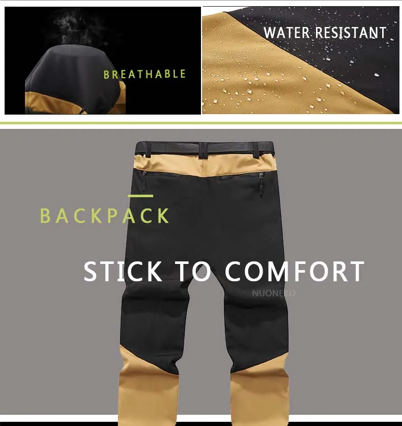 Description Picture 5 of itemWinter Mens Softshell Hiking Pants Outdoor Thick Warm Fleece Waterproof Fishing Skiing Camping Windproof Multi Pockets Trousers