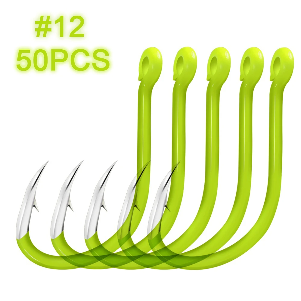 Hameçons de pêche 50 pièces crochets de pêche fluorescents
