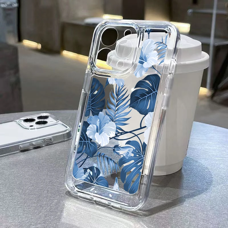 Clear Palm Tree Leaves Floral Phone Case Cover