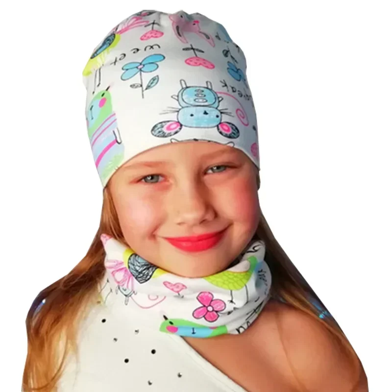 Autumn Winter Girl Baby Hat Cotton Boy Hat Scarf Set Children Beanies Cap Outdoor Warm Newborns Toddlers Caps Kids Head Cover 4