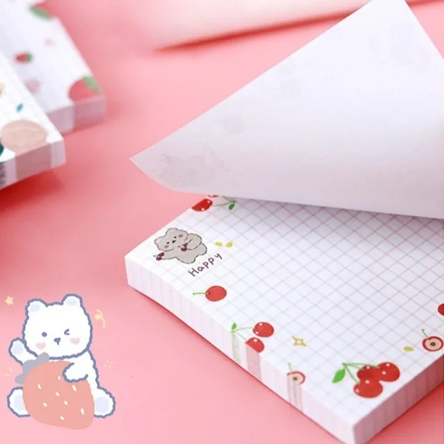 100sheets Kids Cartoon Fruit Pattern Sticker Posted It Memo Grid Paper Notebook Message Sticky Notes Notepad Pads Posits Sticker 4