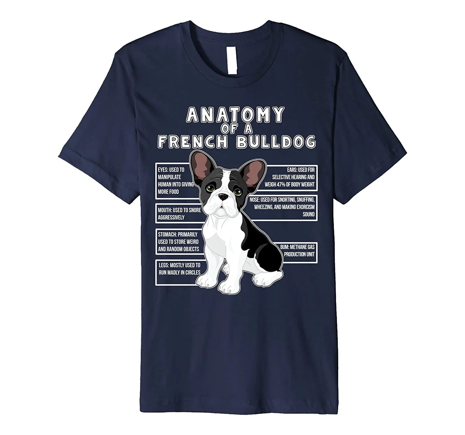 

Funny French Bulldog Anatomy T-Shirt. Summer Cotton O-Neck Short Sleeve Mens T Shirt New S-3XL