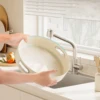 Creamy White Rotatable Round Tray Countertop Multi Purpose Storage Tray Rotating Storage Rack 4