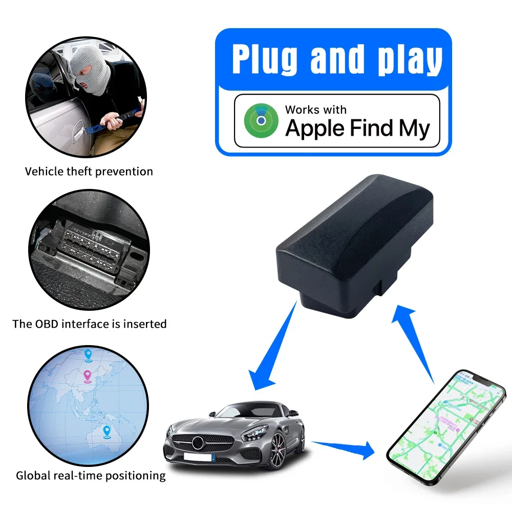 OBD Tracker with GPS Locator and Find My App for Vehicle Anti-Lost Monitoring