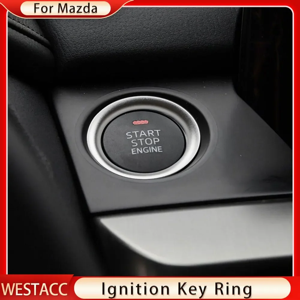 Car Engine Start Stop Switch Button Ignition Key Ring Cover Sticker Trim for Mazda CX5 CX3 CX4 Cx-3 3 6 Axela Atenza Accessories