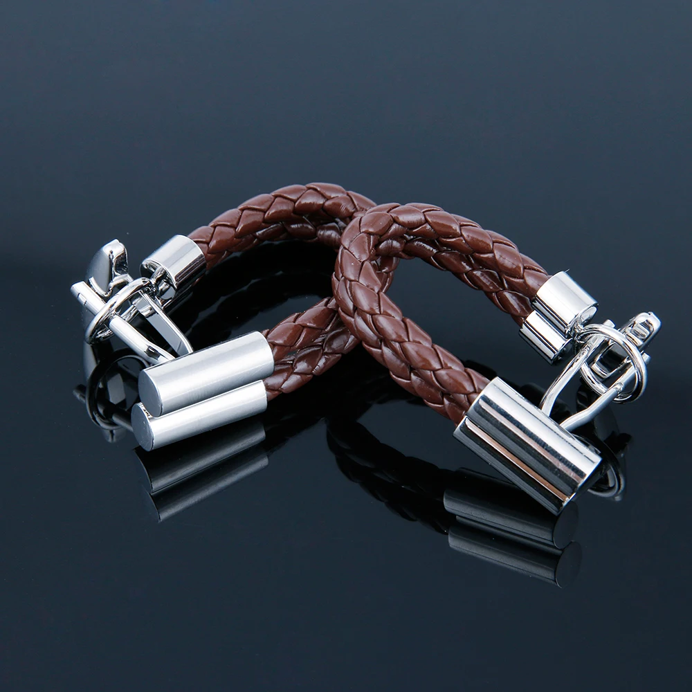 

Cufflinks High Quality TOMYE XK22S001 Luxury Brown Black Leather Wholesale Tuxedo Formal Dress Shirt Cuff Links for Men Wedding