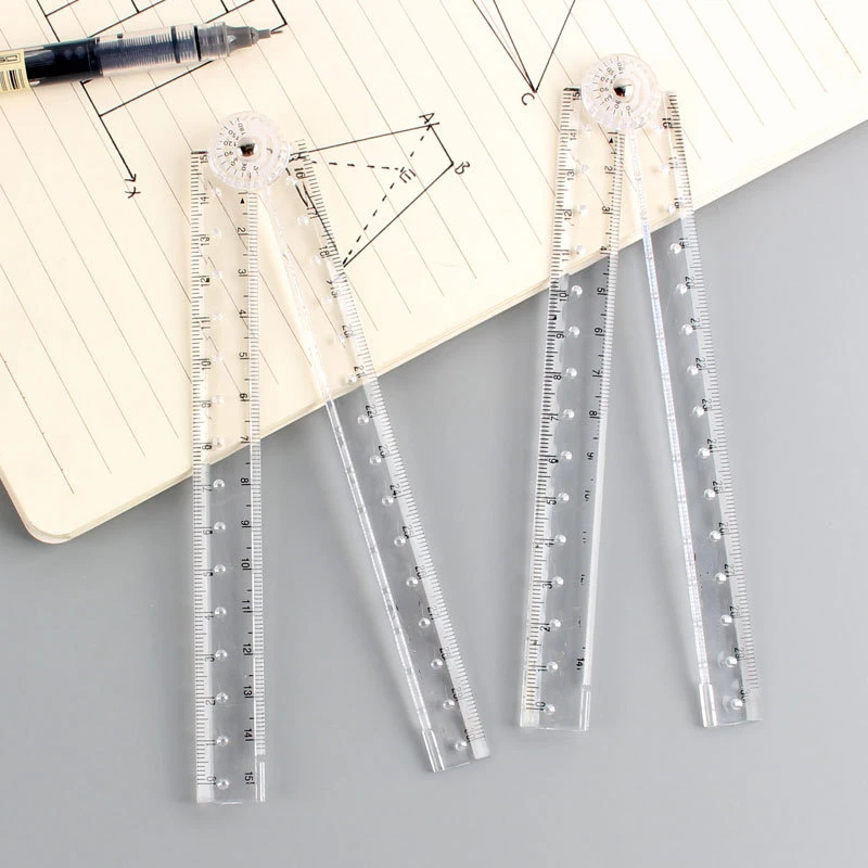 30cm Acrylic Foldable Ruler Multifunctional Students Stationery Measuring Ruler Kids Drawing Geometry Protractor Supplies