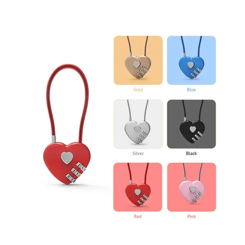 Love Lock Wedding Lock Heart Love Combinazione Lock Borsa Da Scuola Zaino Trolley Box Colore Concentrico In Lega Di Zinco