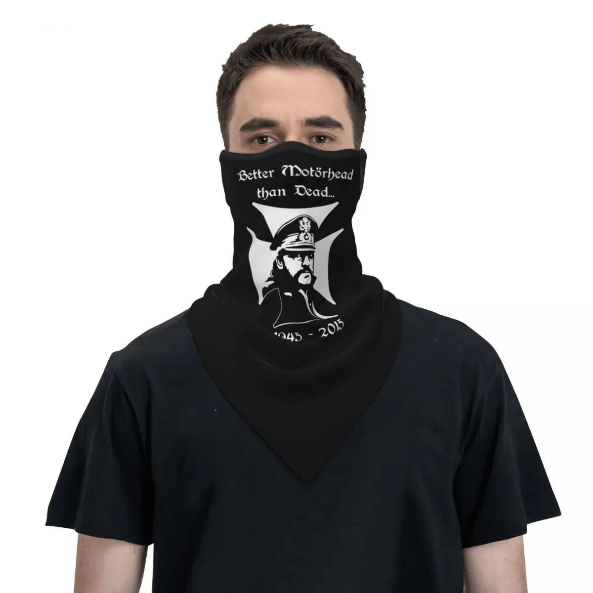 T-shirt-lemmy-s-tribute Bandana Neck Gaiter Winter Neck Warmer Men Windproof Wrap Scarf for Ski Face Mask