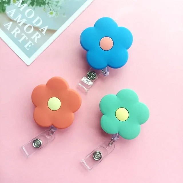 Silicone Retractable Nurse Badge Holder Badge Reel Clip Flower Shaped  Students Name Tag ID Card Holder Lanyards Accessories - AliExpress