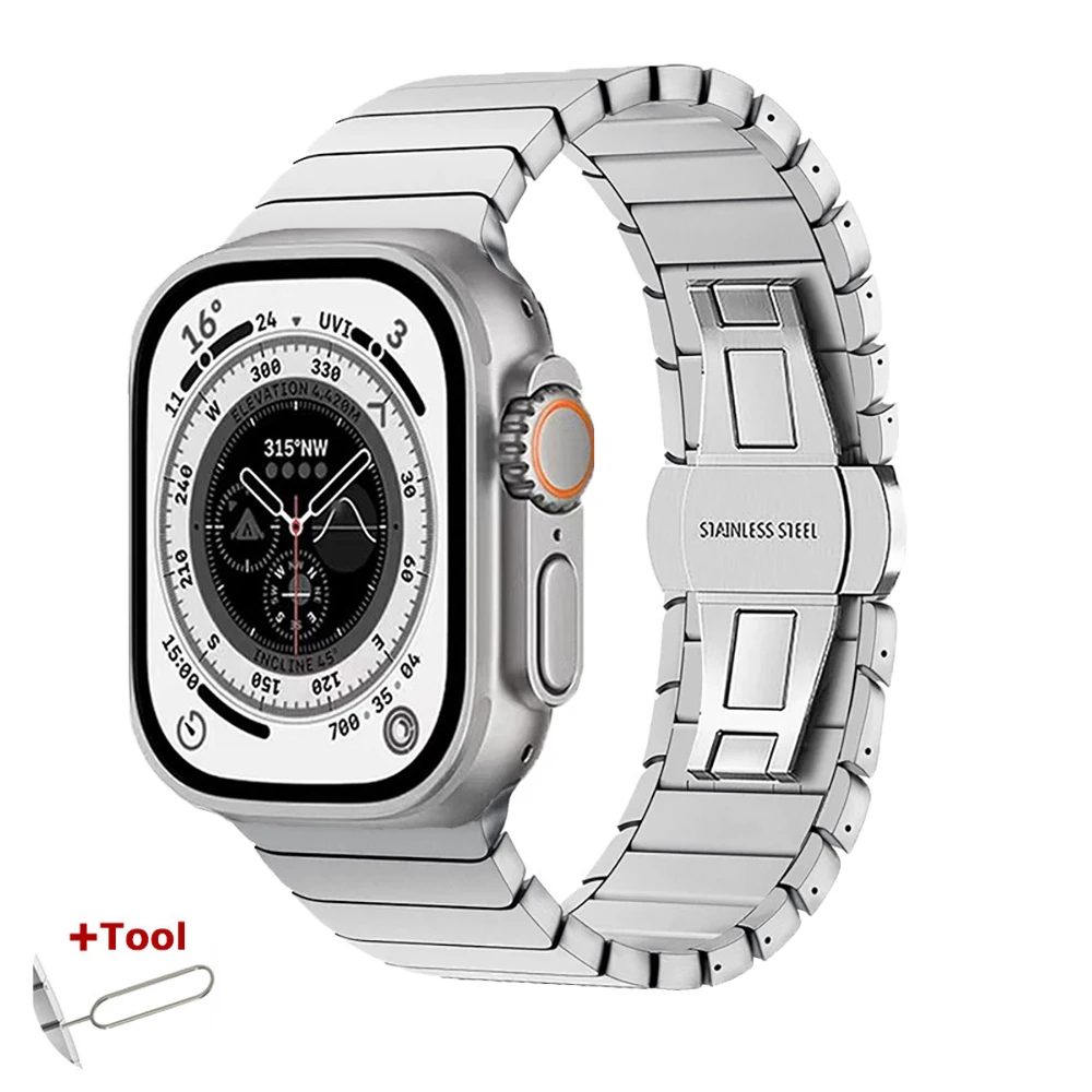 Elegant Stainless Steel Metal Link Watch Strap
