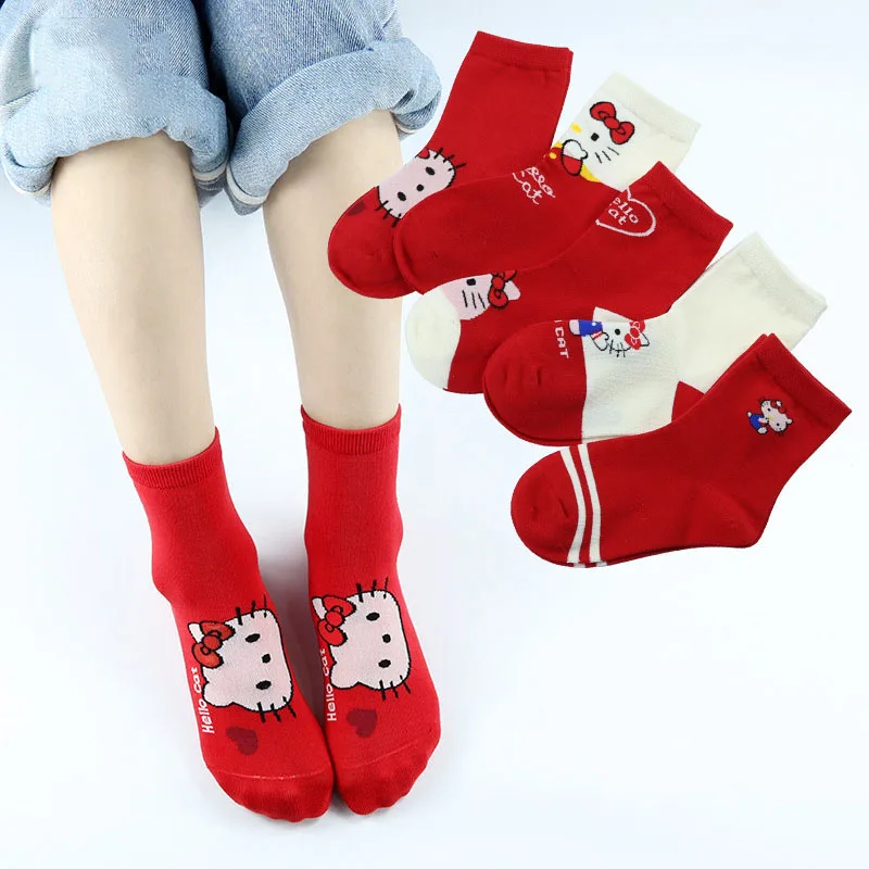 

Kawaii Sanrio Children Socks Hello Kittys Autumn and Winter Warm Sweat Uptake Anti-Odour Floor Home Socks Kids Toys Funny Gifts