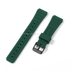 18mm Silicone Sport Watch Strap - Soft and Durable Men's Bracelet - 18mm (Green - black clasp)