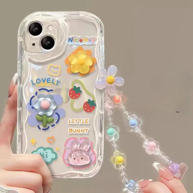 Korean Flower Chain Lanyard Phone Case