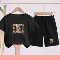 T-shirt à col rond + short pour enfants, ensemble deux pièces, vêtements à la mode pour garçons et filles de 3 à 12 ans, ensemble décontracté à manches courtes, sport, été 6