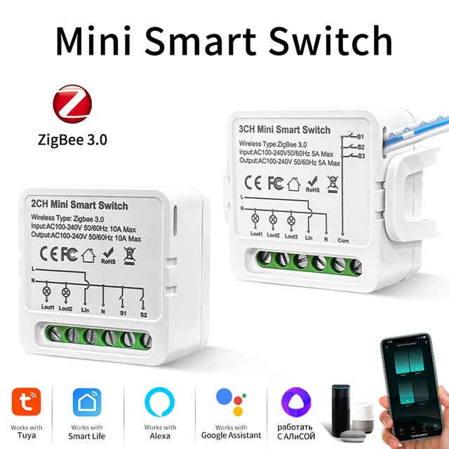 สวิตช์อัจฉริยะ Tuya ZigBee รีโมทคอนโทรลผ่านแอป Smart Life โมดูล 1/2/3 ช่อง 100-240V 16A/10A/5A รีเลย์เบรกเกอร์ รองรับ Alexa และ Google Home 1