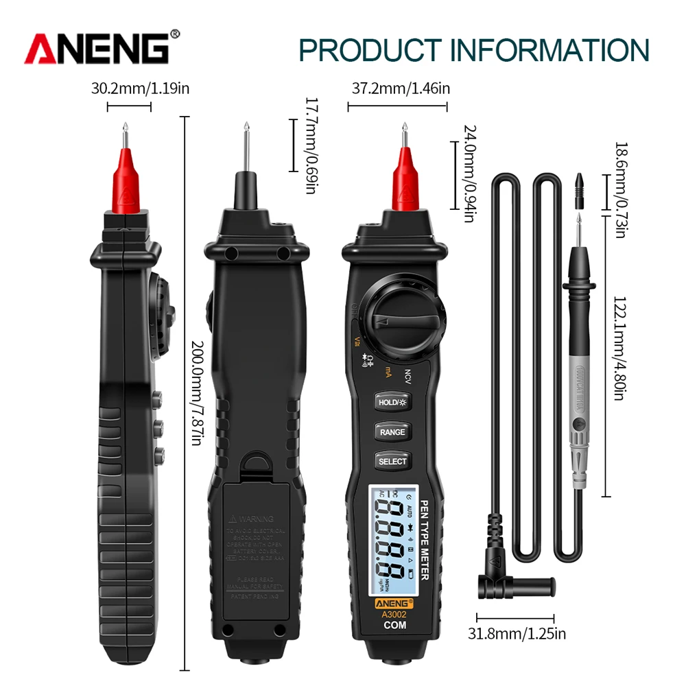ANENG A3002 4000 Count Digital Multimeter Pen Type Non Contact Meter AC/DC Voltage Tester Resistance Continuity Electrician Tool digital multimeter multimeter tester