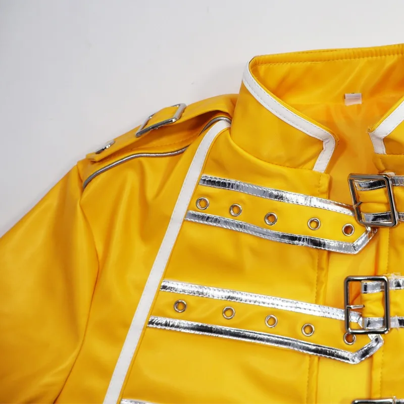 Freddie Mercury Bohemian Rhapsody Cosplay Costume Set | Yellow Jacket & White Singlet Halloween Outfit S5b4a979d63e341dfa5da9944013ab705o