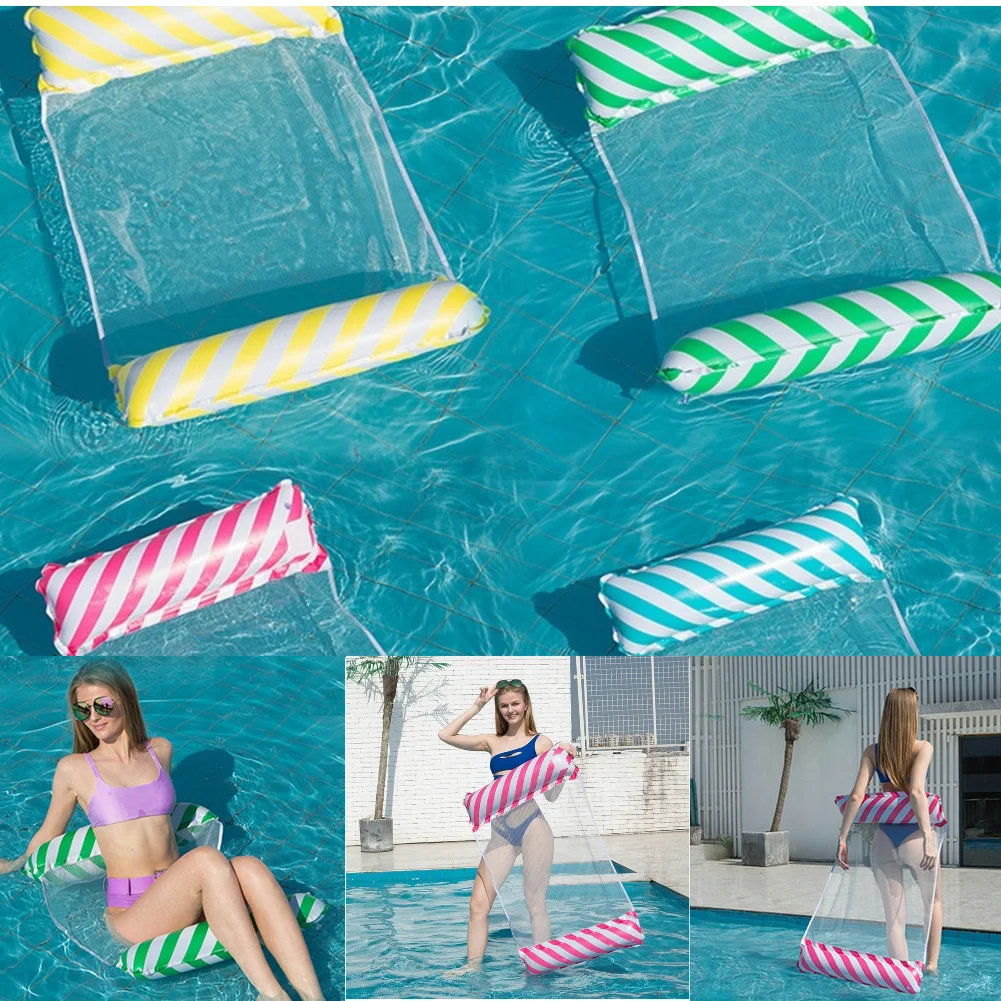 PVC Foldable Floating Water Hammock Float Lounger Inflatable Pool mat Floating Bed Chair Swimming air mattress Pool Accessories swimming pool mattress floating water mat inflatable float hammock inflatable water toys