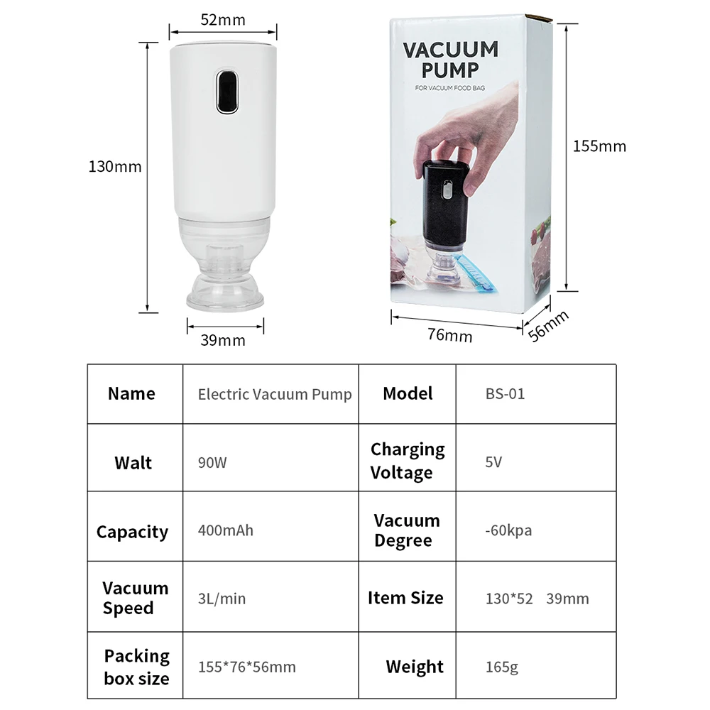 Electric Air Pump USB Rechargeable Electric Air Pump For 3D Printer Filament Vacuum Bag One-key Quick Pumping Multi-application